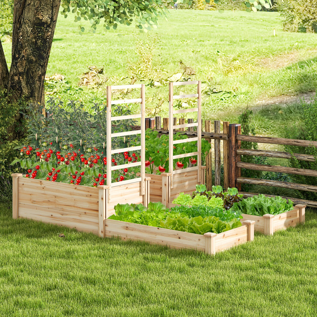 Raised Garden Bed With Trellis, Natural Raised Garden Beds at Gallery Canada