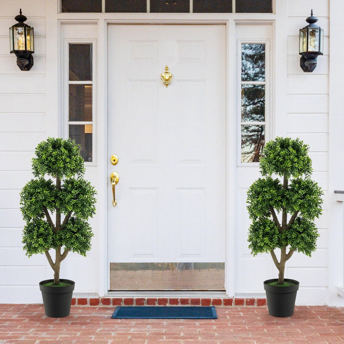 45 Inch Artificial Boxwood Topiary Ball Tree Faux Plants at Gallery Canada