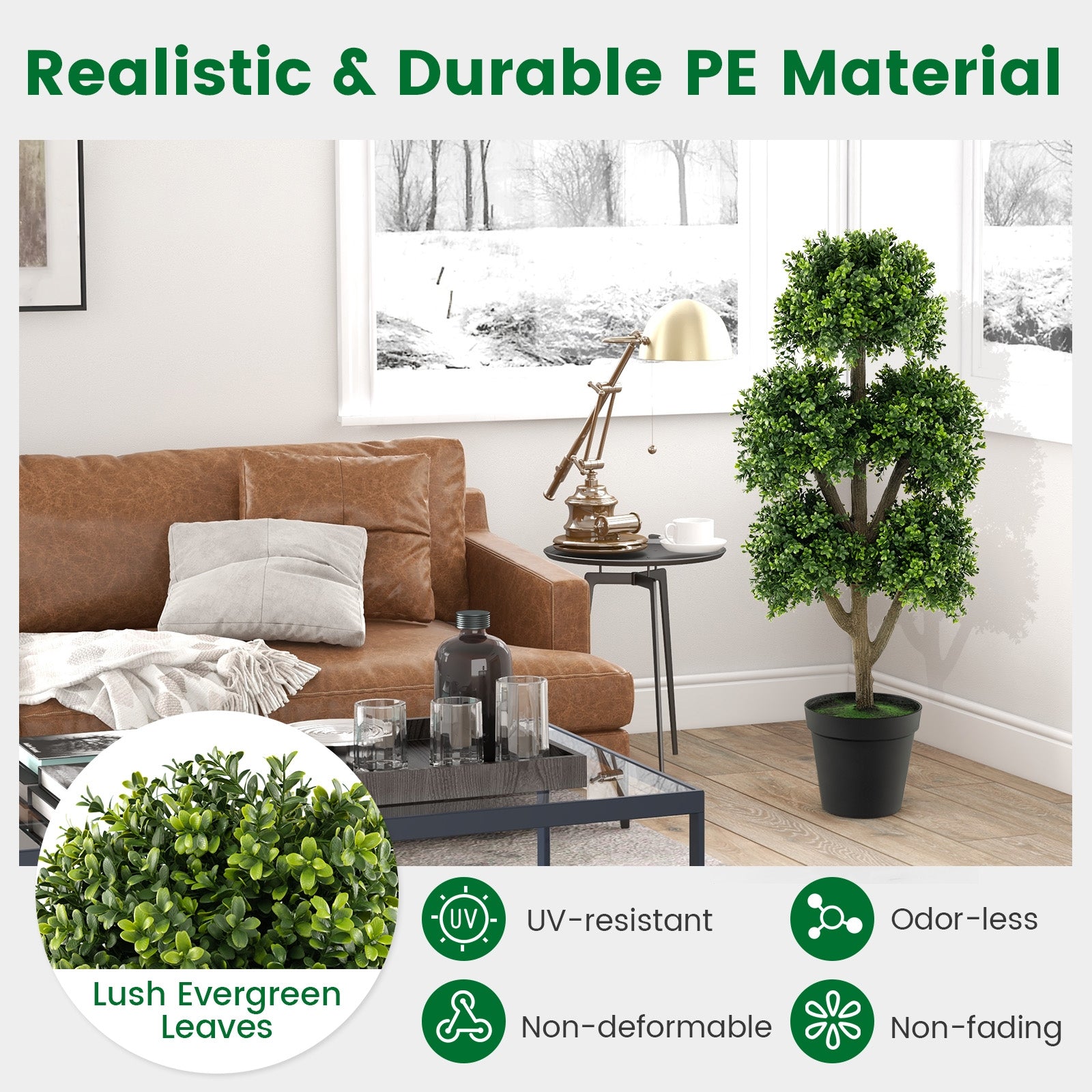 45 Inch Artificial Boxwood Topiary Ball Tree Faux Plants at Gallery Canada