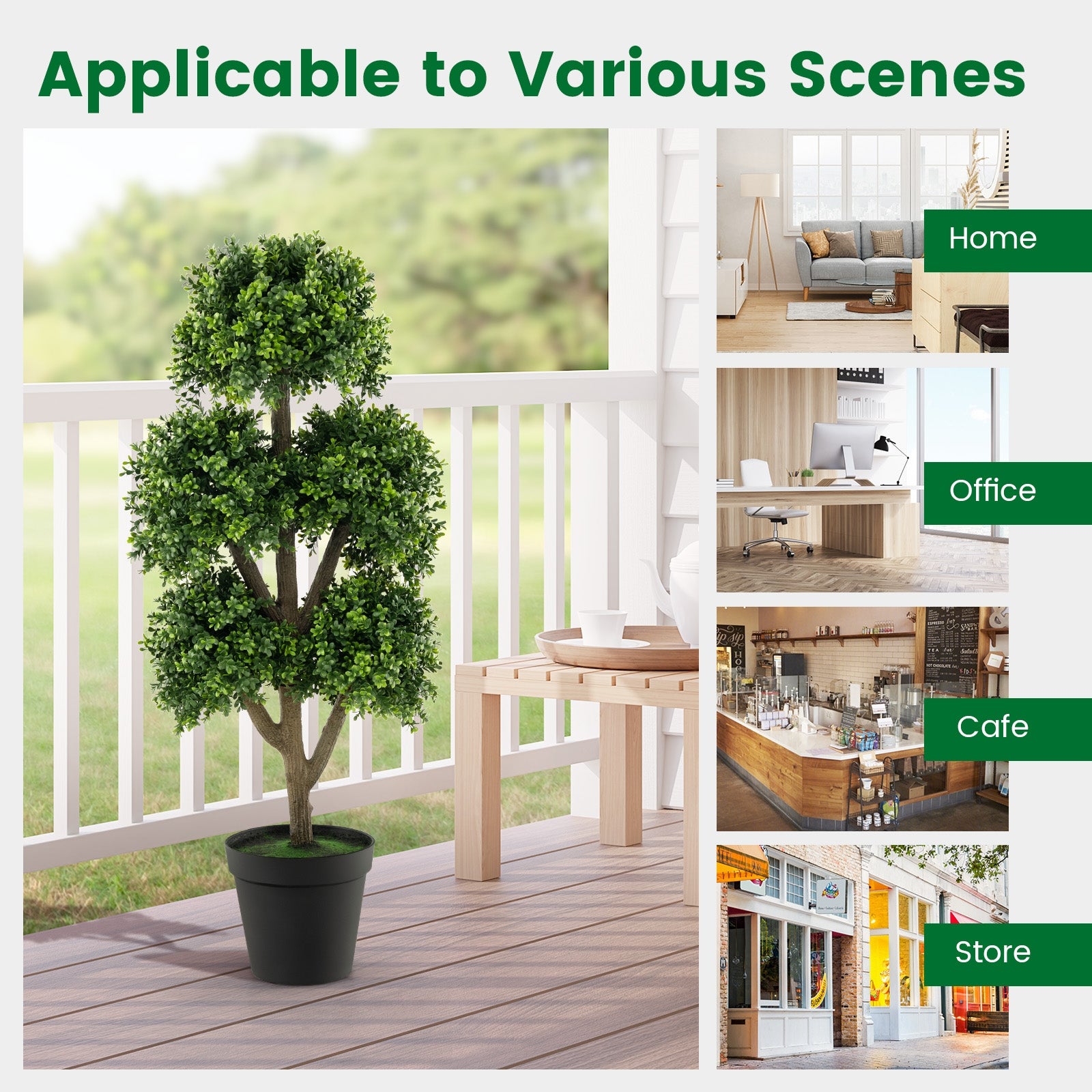 45 Inch Artificial Boxwood Topiary Ball Tree Faux Plants at Gallery Canada