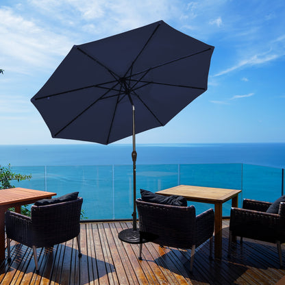 9 Feet Solar LED Patio Umbrella, Tilt Crank Lift, Dark Blue Outdoor Umbrellas at Gallery Canada
