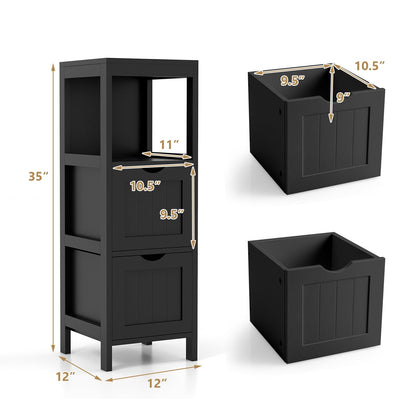 Freestanding Storage Cabinet, 2 Removable Drawers, Black Floor Cabinets at Gallery Canada