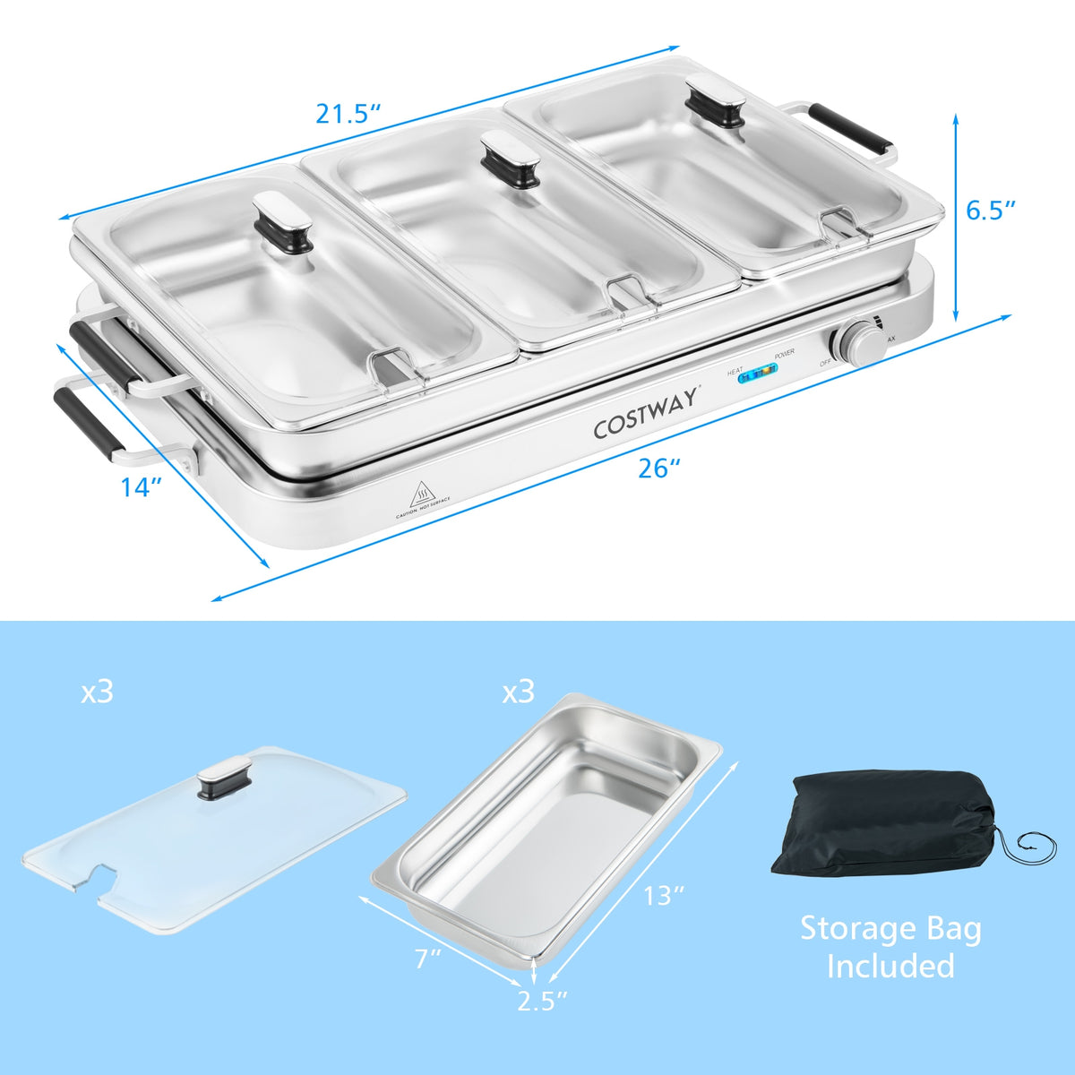 Electric Warming Tray, Temperature Control, Silver Food Warmers & Burners at Gallery Canada