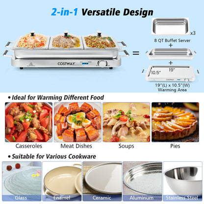 Electric Warming Tray, Temperature Control, Silver Food Warmers & Burners at Gallery Canada