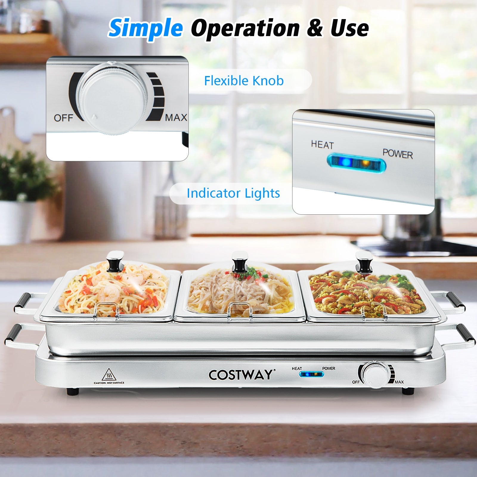 Electric Warming Tray, Temperature Control, Silver Food Warmers & Burners at Gallery Canada