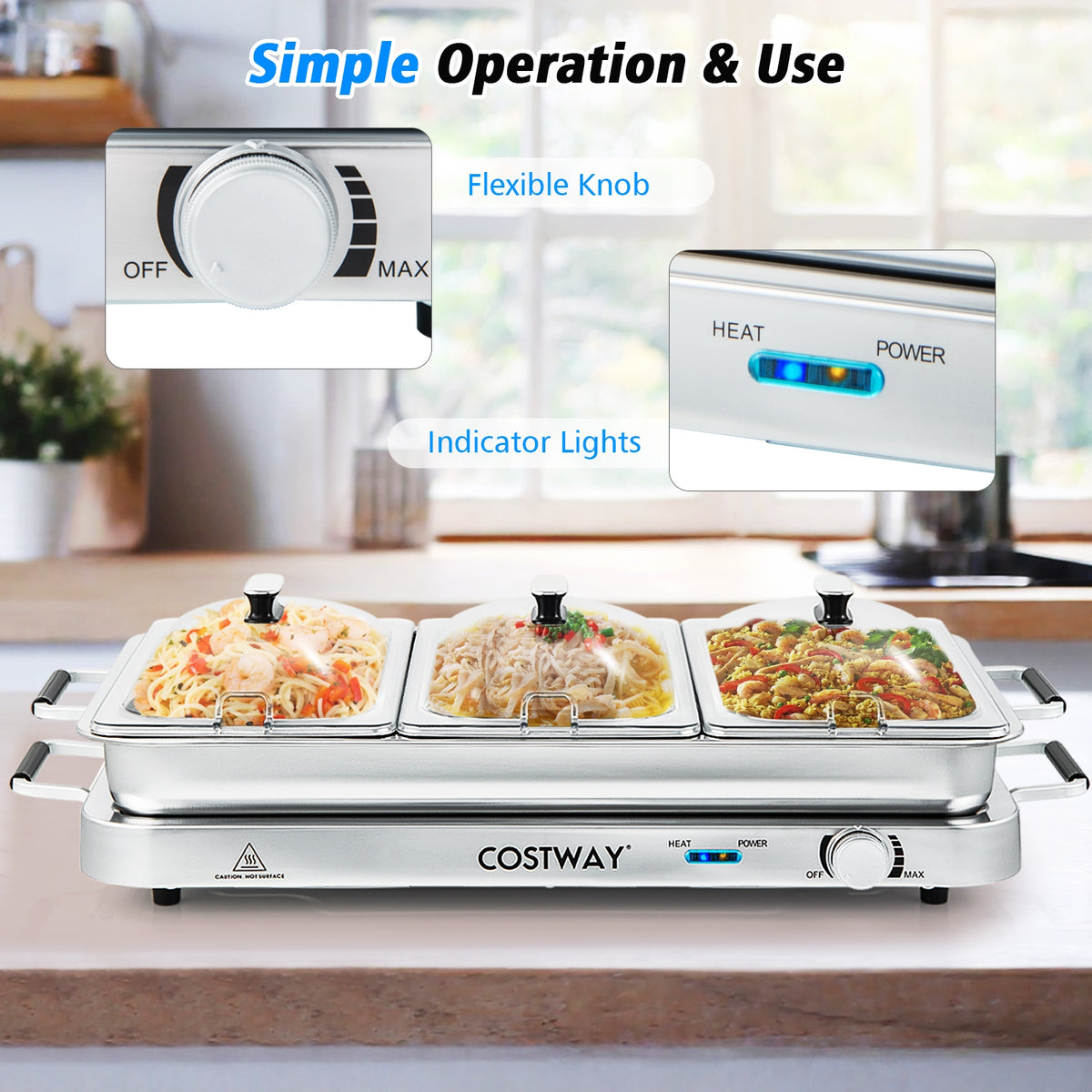 Electric Warming Tray, Temperature Control, Silver Food Warmers & Burners at Gallery Canada