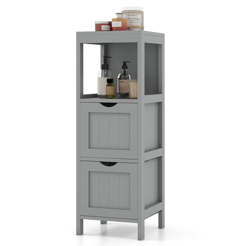 Freestanding Storage Cabinet, 2 Removable Drawers, Gray