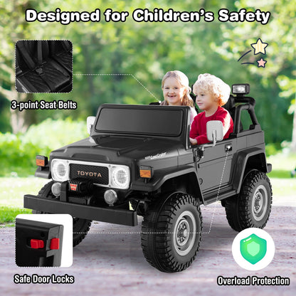12V 2-Seat Kids Ride On Car, 2.4G Remote Control, Black Powered Ride On Toys at Gallery Canada