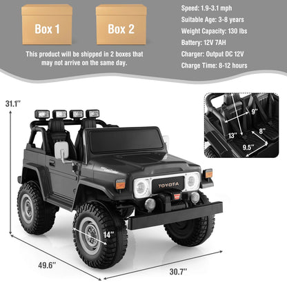 12V 2-Seat Kids Ride On Car, 2.4G Remote Control, Black Powered Ride On Toys at Gallery Canada