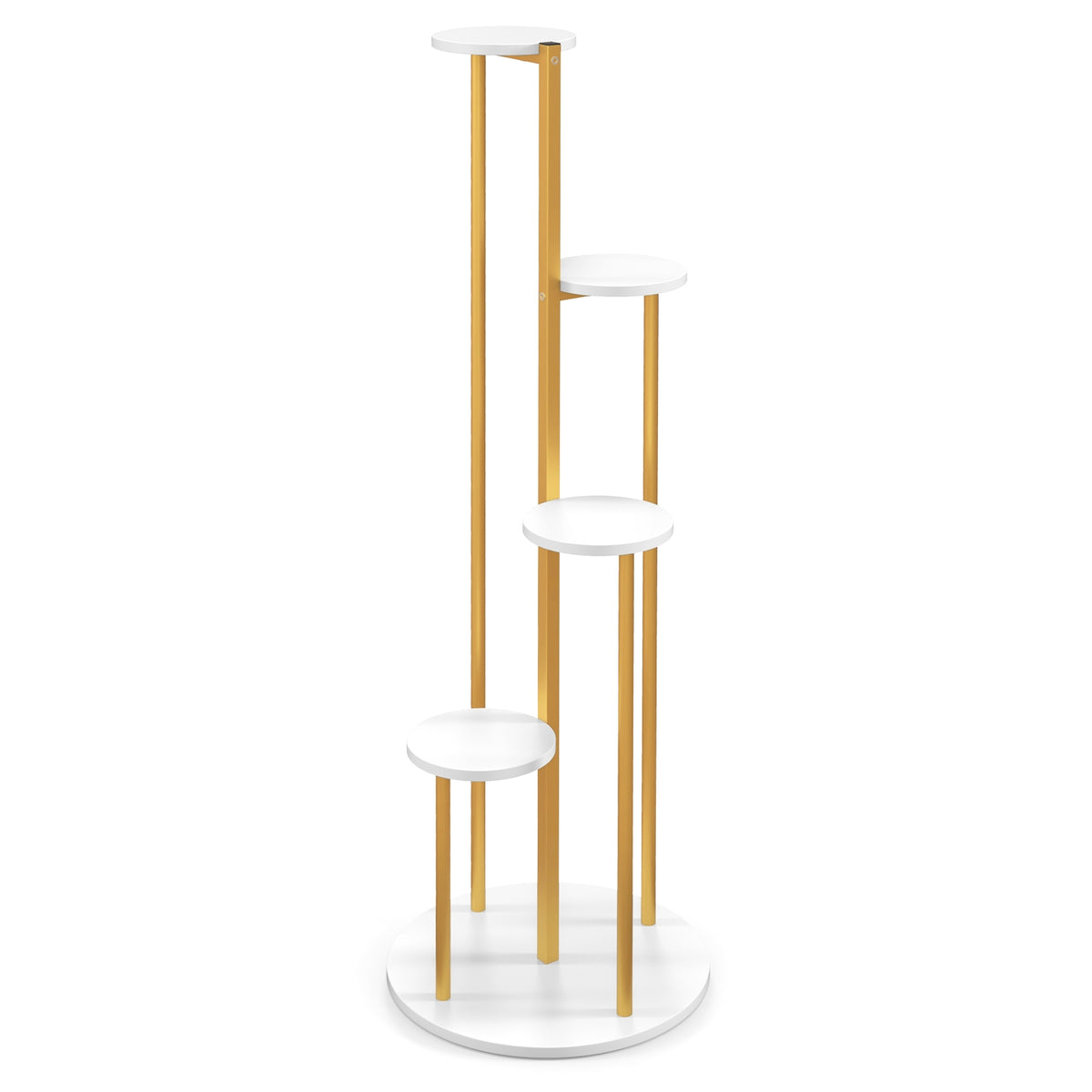 Indoor Metal Plant Stand, Corner Shelf, Golden Frame, White Plant Stands at Gallery Canada