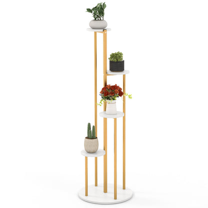 Indoor Metal Plant Stand, Corner Shelf, Golden Frame, White Plant Stands at Gallery Canada