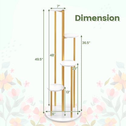 Indoor Metal Plant Stand, Corner Shelf, Golden Frame, White Plant Stands at Gallery Canada