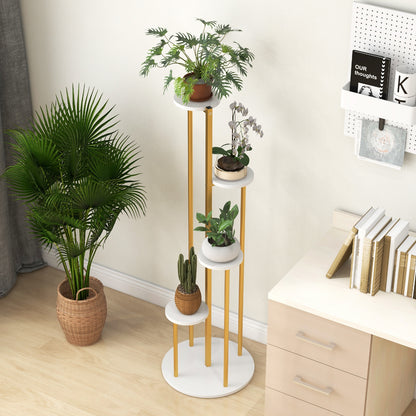 Indoor Metal Plant Stand, Corner Shelf, Golden Frame, White Plant Stands at Gallery Canada