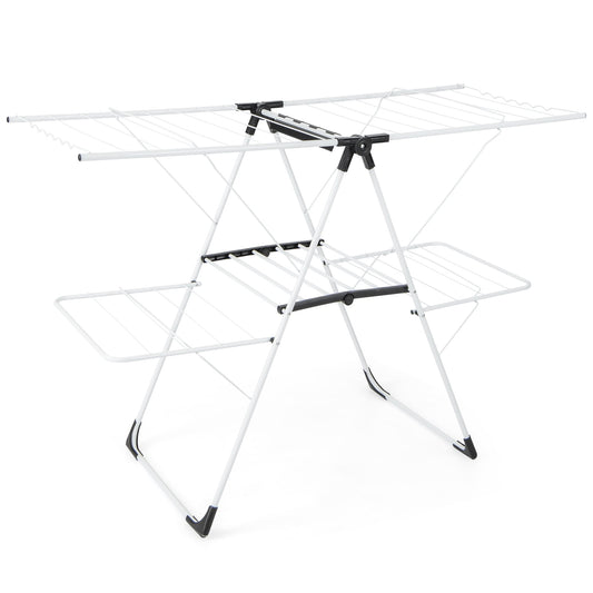2-Level Laundry Drying Rack, Height Adjustable Wings, White Drying Racks White at Gallery Canada