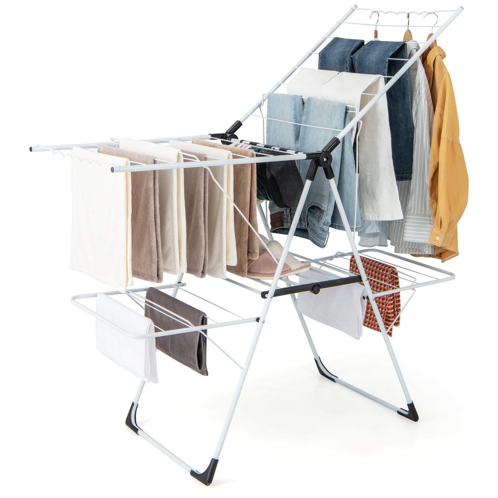 2-Level Laundry Drying Rack, Height Adjustable Wings, White Drying Racks at Gallery Canada