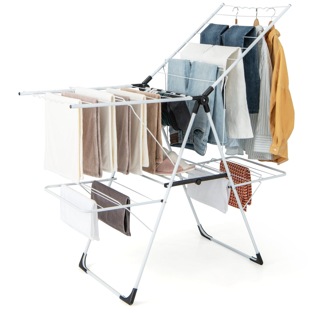 2-Level Laundry Drying Rack, Height Adjustable Wings, White Drying Racks at Gallery Canada