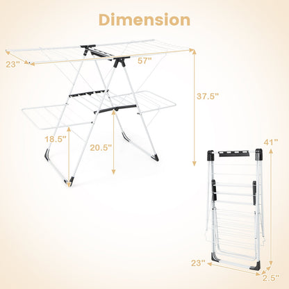 2-Level Laundry Drying Rack, Height Adjustable Wings, White Drying Racks at Gallery Canada