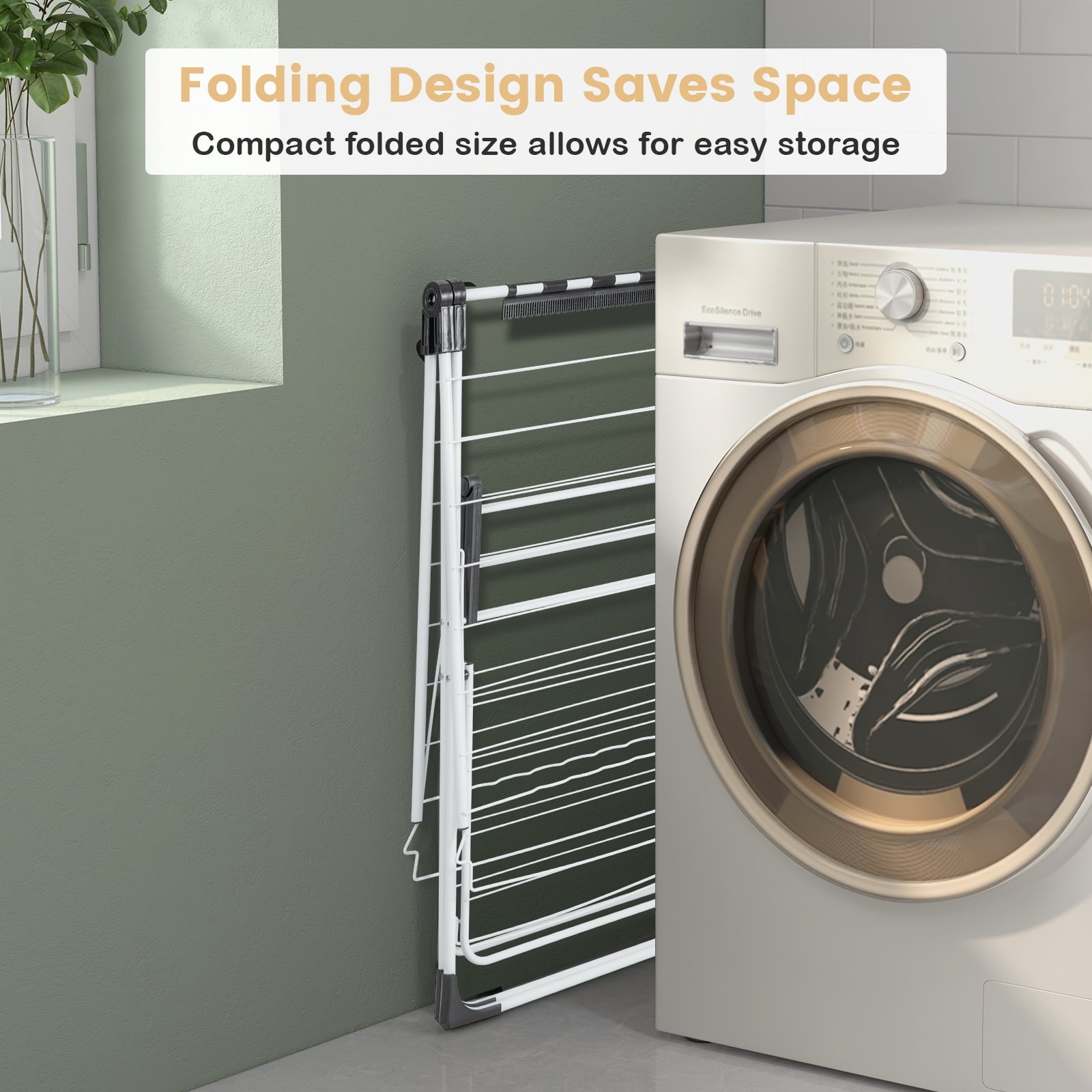 2-Level Laundry Drying Rack, Height Adjustable Wings, White Drying Racks at Gallery Canada