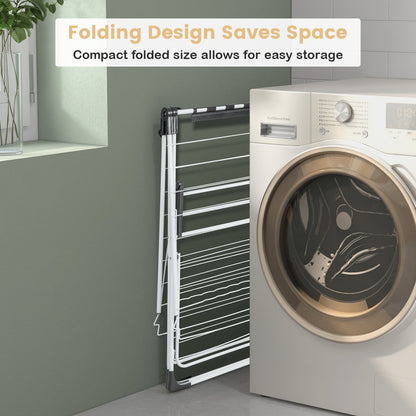 2-Level Laundry Drying Rack, Height Adjustable Wings, White Drying Racks at Gallery Canada