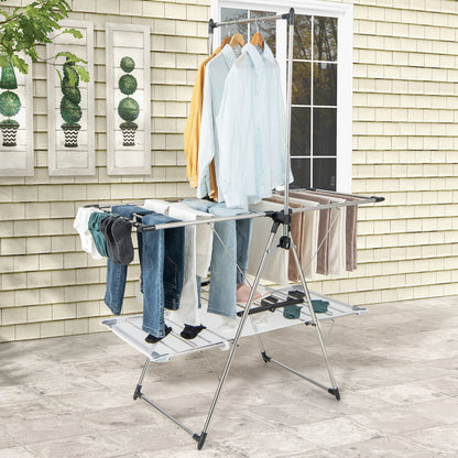 Large Foldable Clothes Drying Rack, Tall Hanging Bar, Silver Drying Racks at Gallery Canada