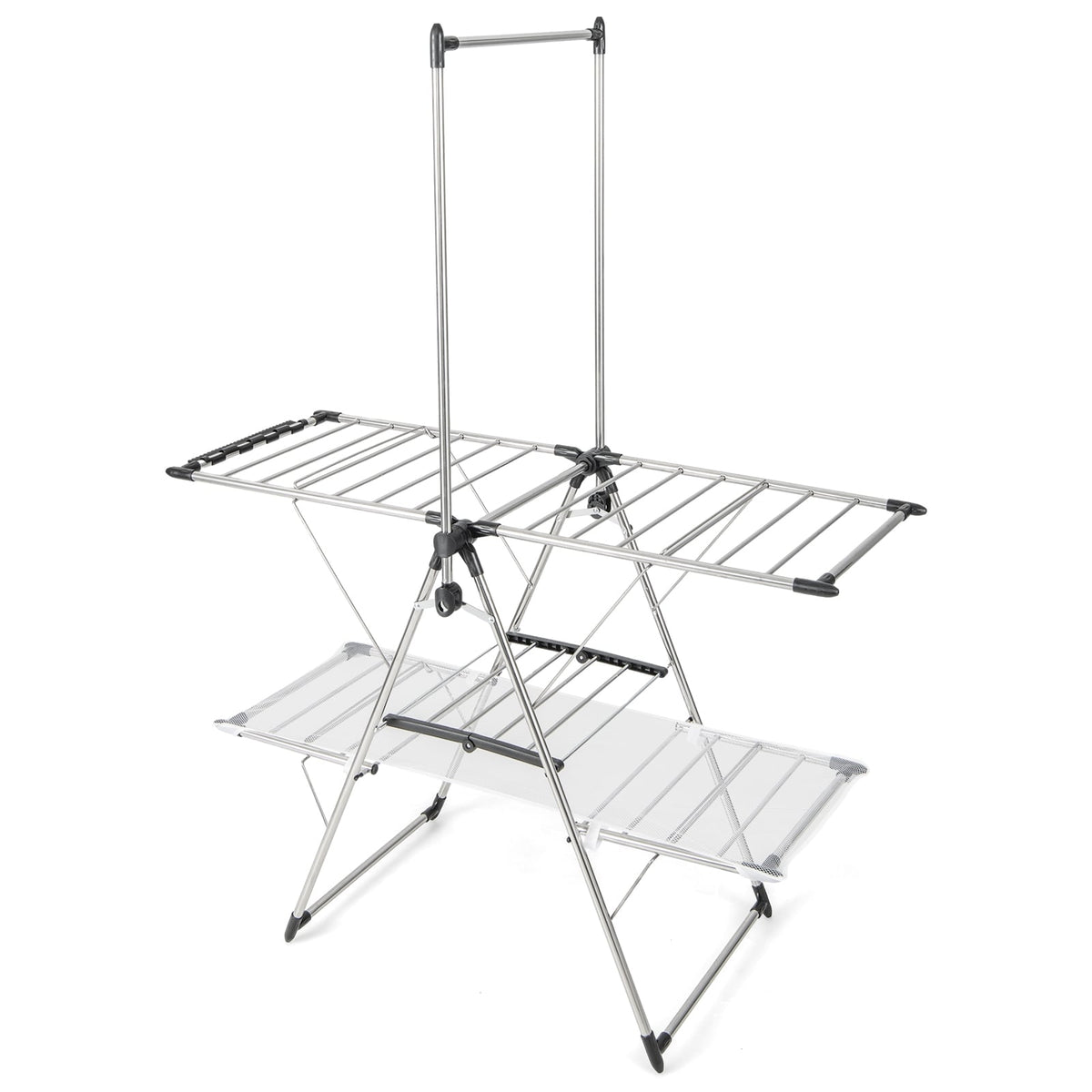 Large Foldable Clothes Drying Rack, Tall Hanging Bar, Silver Drying Racks Silver at Gallery Canada