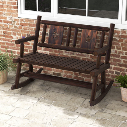 Patio Rocking Bench, 2-Person Loveseat, Rustic Brown Patio Rocking Chairs & Gliders at Gallery Canada