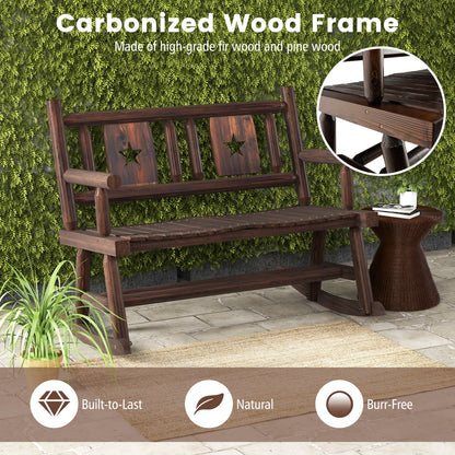 Patio Rocking Bench, 2-Person Loveseat, Rustic Brown Patio Rocking Chairs & Gliders at Gallery Canada