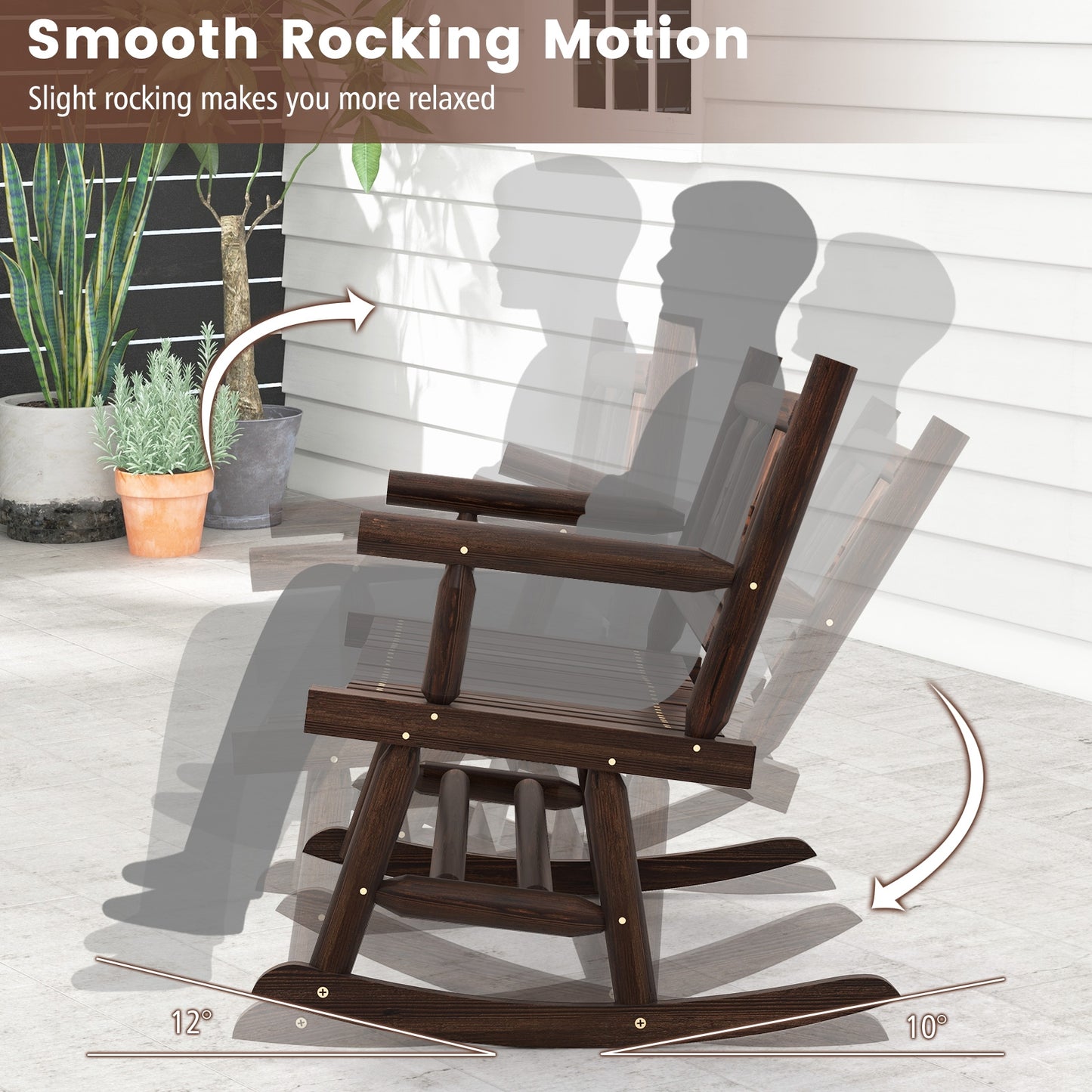 Patio Rocking Bench, 2-Person Loveseat, Rustic Brown Patio Rocking Chairs & Gliders at Gallery Canada