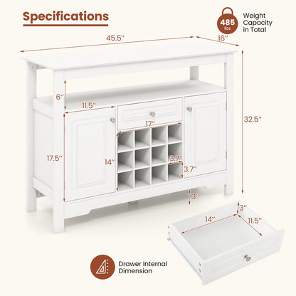 Buffet Sideboard Cabinet With Removable Wine Rack, White Sideboards Cabinets & Buffets at Gallery Canada