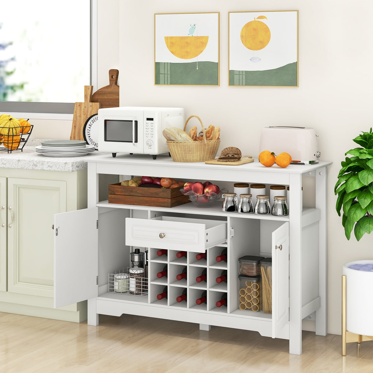 Buffet Sideboard Cabinet With Removable Wine Rack, White Sideboards Cabinets & Buffets at Gallery Canada
