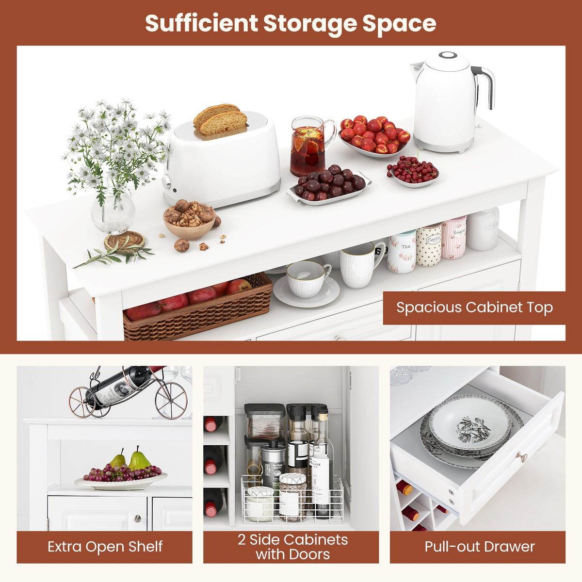 Buffet Sideboard Cabinet With Removable Wine Rack, White Sideboards Cabinets & Buffets at Gallery Canada