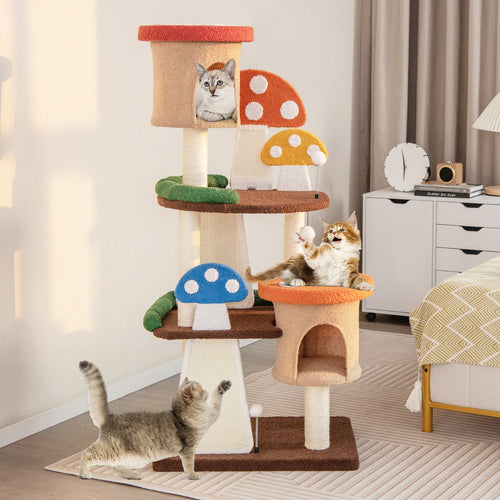 4-In-1 Cat Tree, 2 Condos And Platforms, Multicolor
