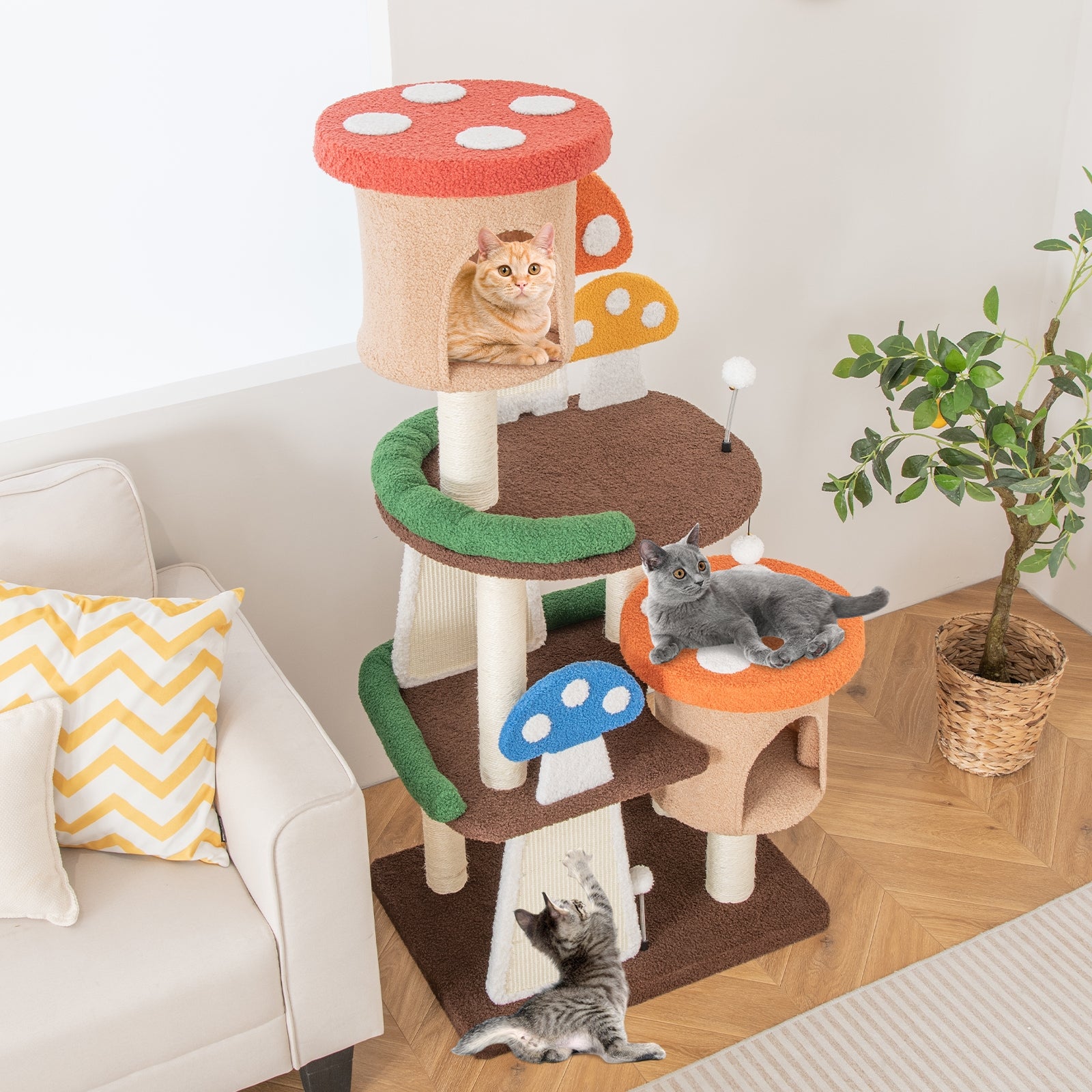 4-In-1 Cat Tree, 2 Condos And Platforms, Multicolor Cat Trees Condos & Scratchers at Gallery Canada