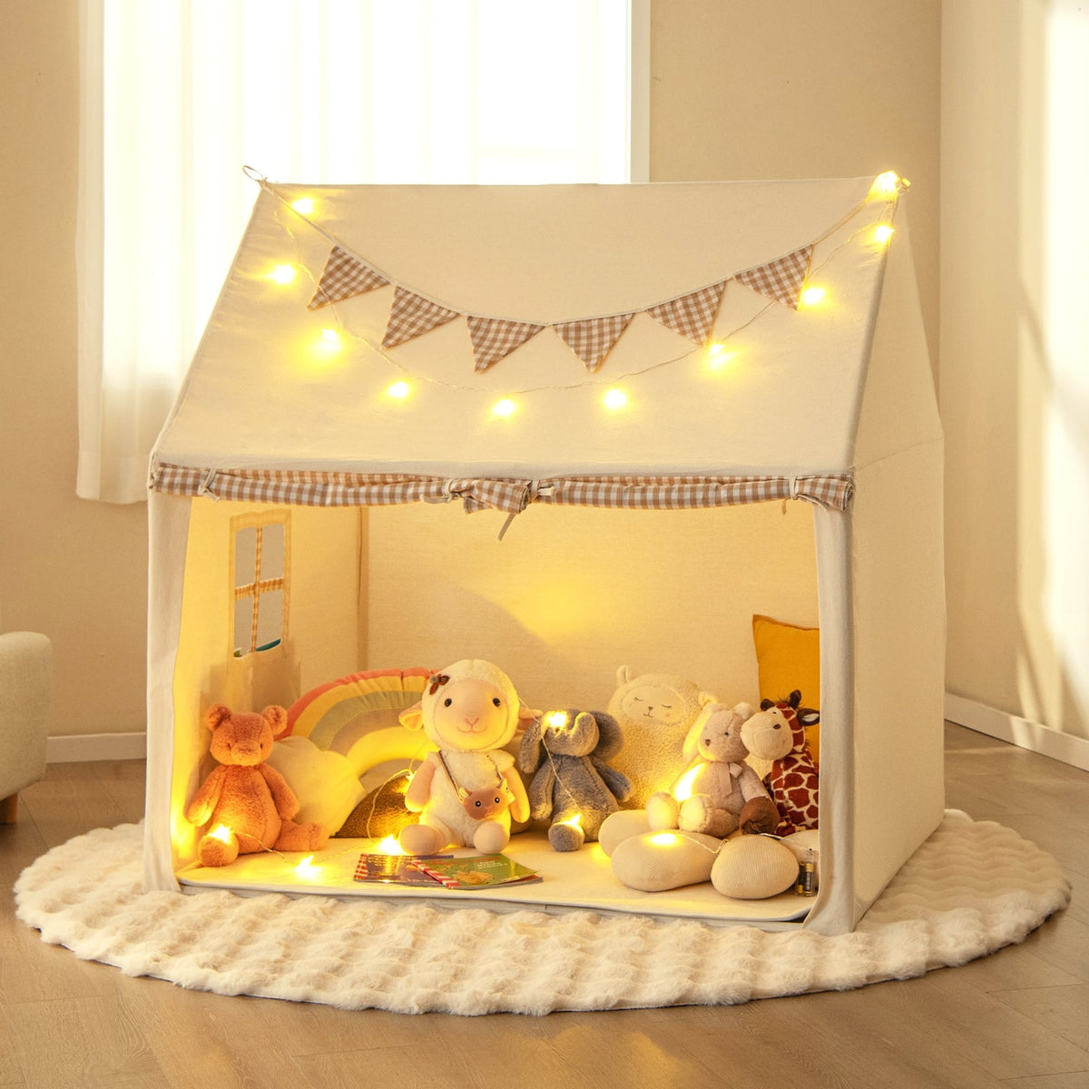 Kids Play Tent, Large, With Padded Mat And 2 Windows, Beige Play Tents & Playhouse at Gallery Canada