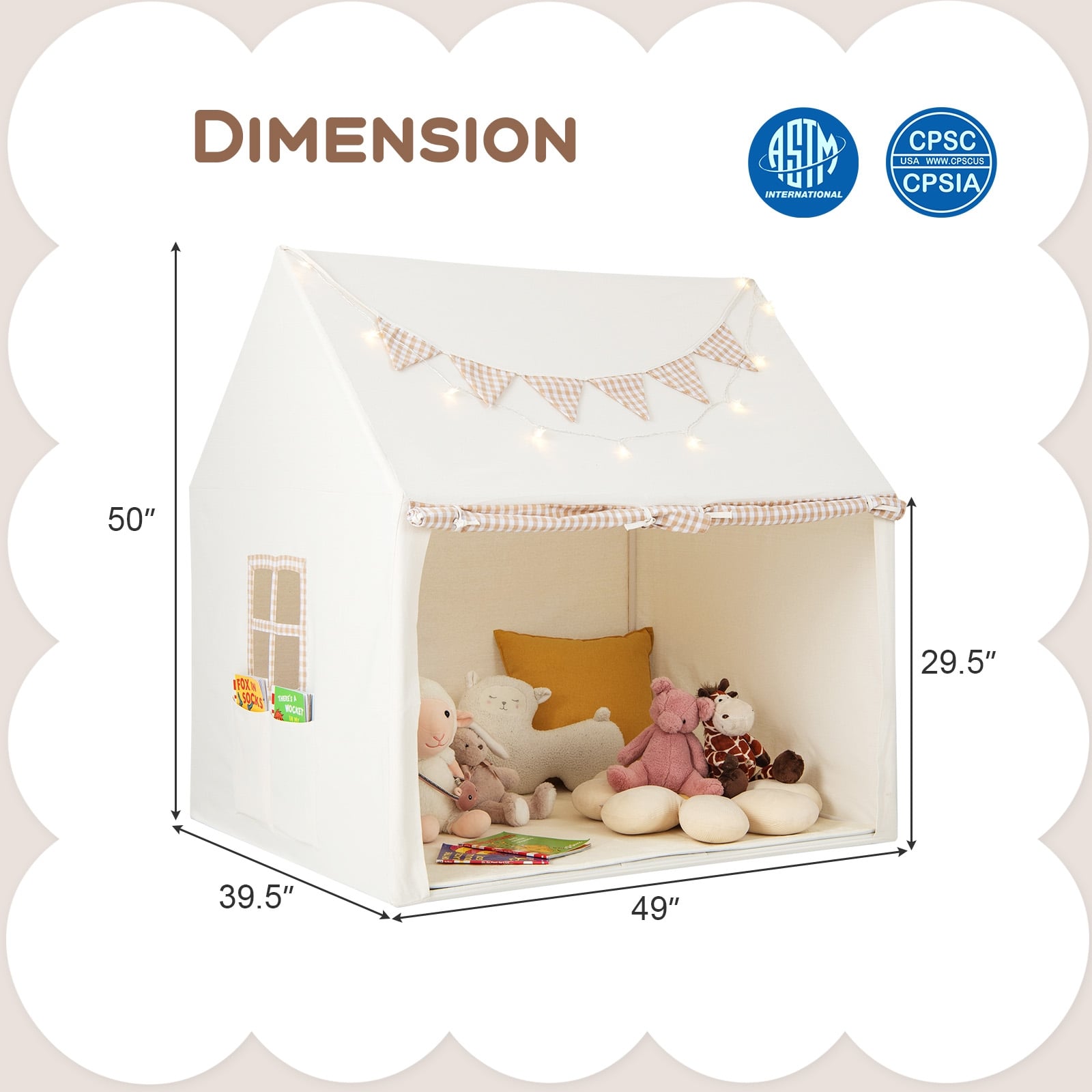 Kids Play Tent, Large, With Padded Mat And 2 Windows, Beige Play Tents & Playhouse at Gallery Canada