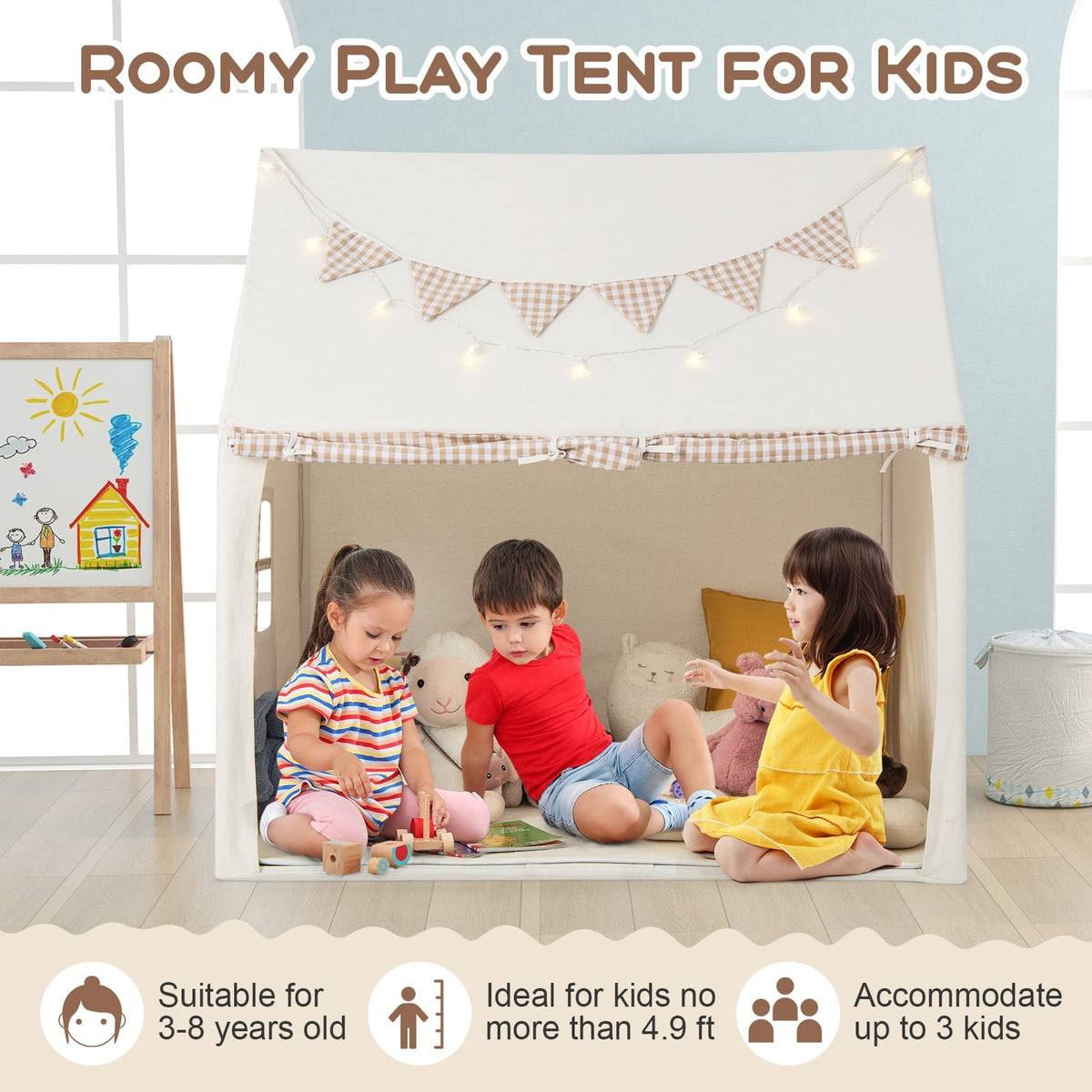 Kids Play Tent, Large, With Padded Mat And 2 Windows, Beige Play Tents & Playhouse at Gallery Canada
