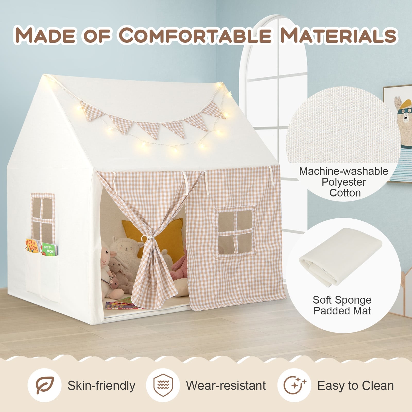 Kids Play Tent, Large, With Padded Mat And 2 Windows, Beige Play Tents & Playhouse at Gallery Canada