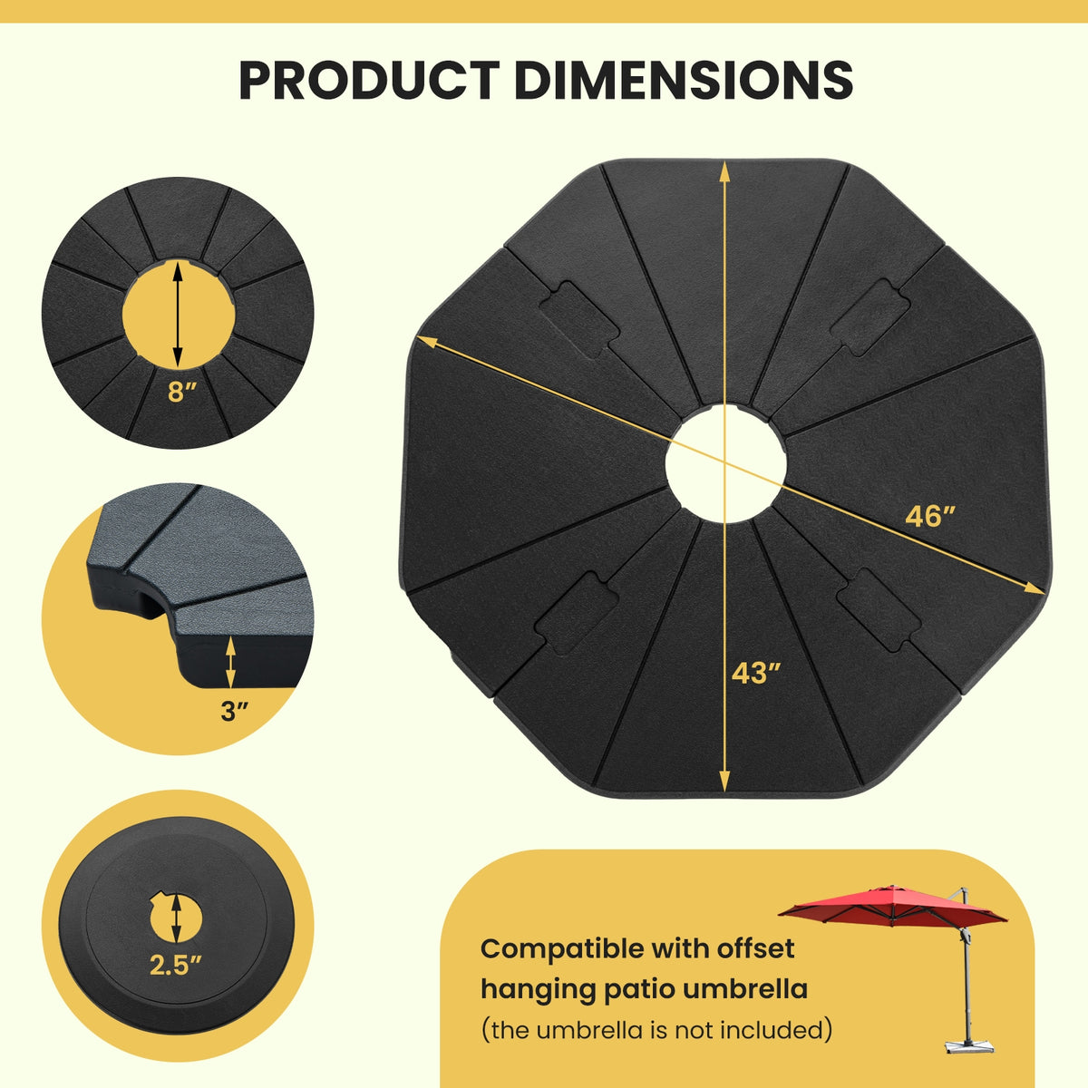 Fillable Umbrella Base Stand, 4-Piece, Black Outdoor Umbrella Bases at Gallery Canada