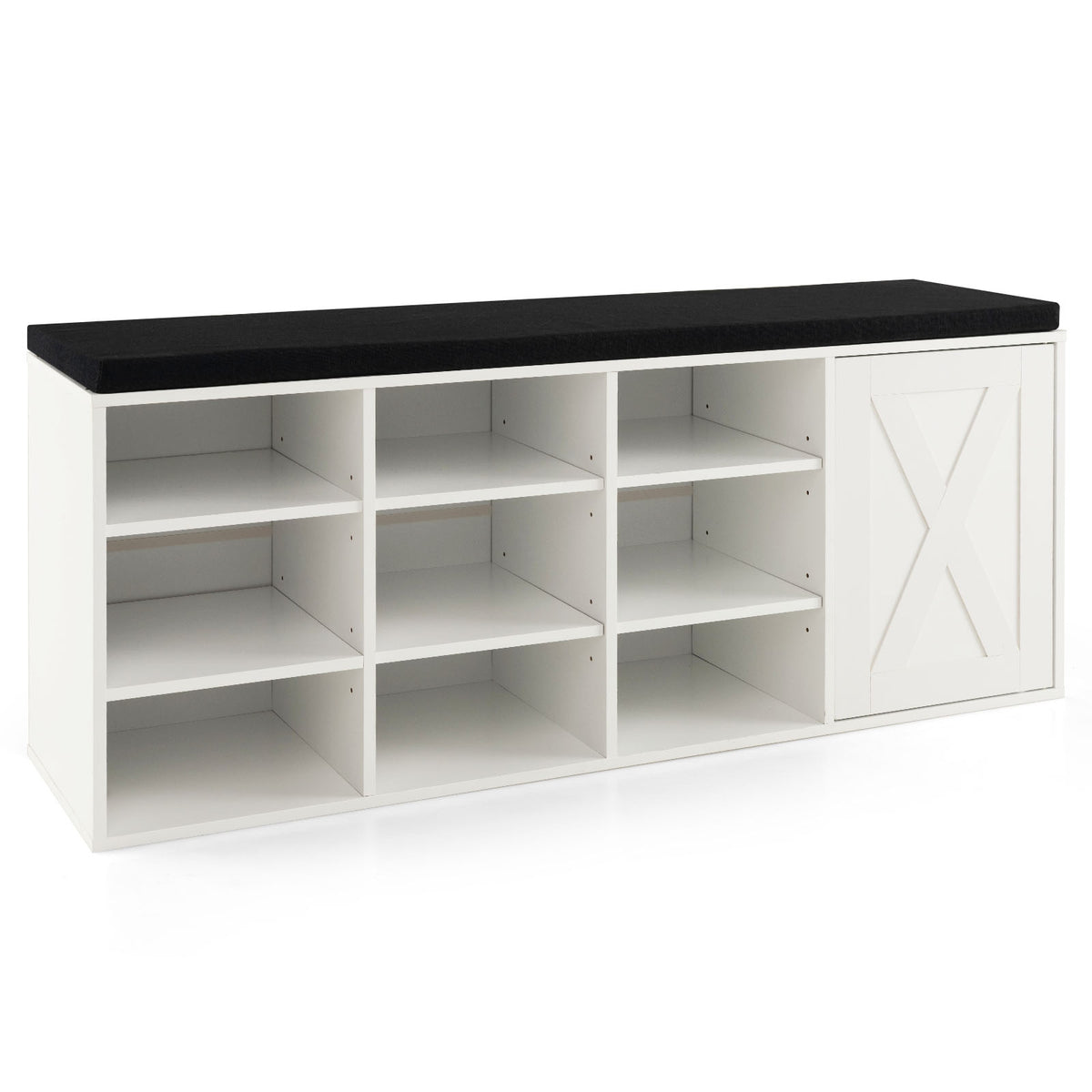 9-Cube Shoe Bench, Adjustable Shelves, Removable Cushion, White Shoe Racks & Storage Benches at Gallery Canada