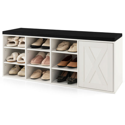 9-Cube Shoe Bench, Adjustable Shelves, Removable Cushion, White Shoe Racks & Storage Benches at Gallery Canada