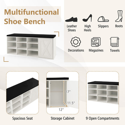 9-Cube Shoe Bench, Adjustable Shelves, Removable Cushion, White Shoe Racks & Storage Benches at Gallery Canada