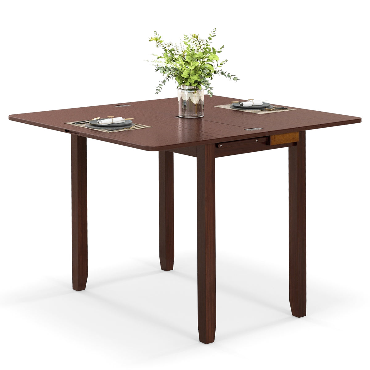 Mid Century Folding Dining Table, Extendable Kitchen Table With Hidden Storage, Brown Dining Tables at Gallery Canada