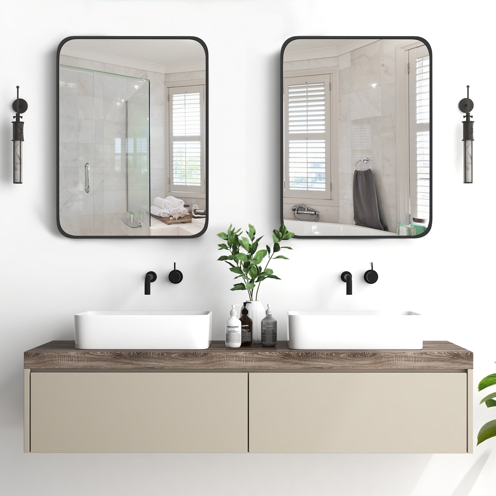 24 x 32 Inch Rectangle Mirror, Wall Mounted Minimalist, Black Wall Mirrors at Gallery Canada