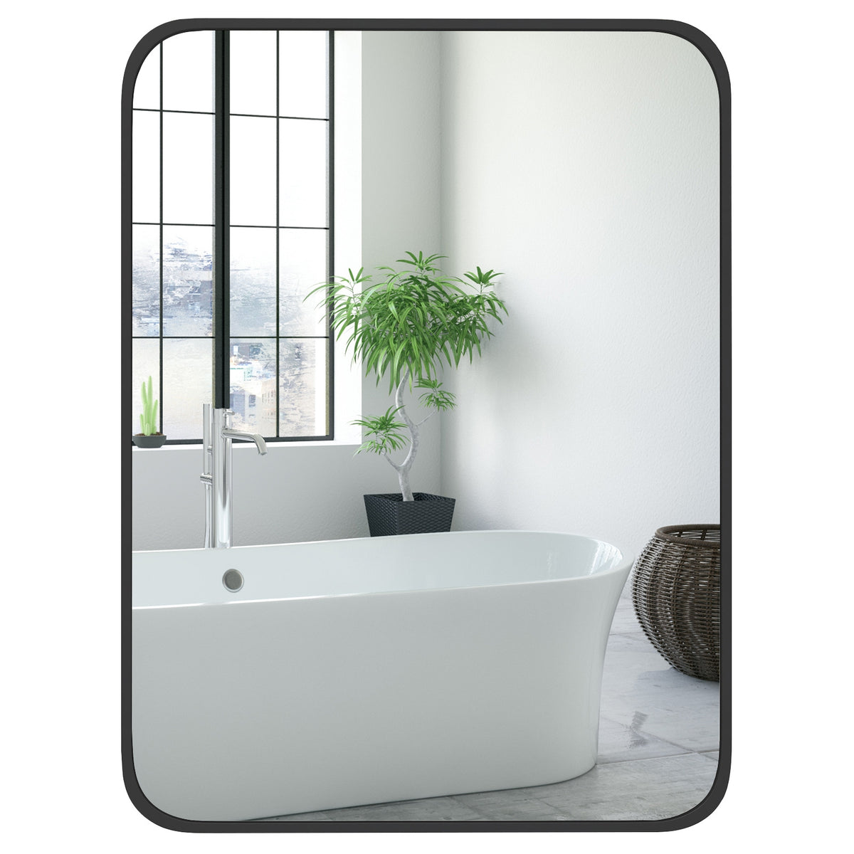 24 x 32 Inch Rectangle Mirror, Wall Mounted Minimalist, Black Wall Mirrors at Gallery Canada