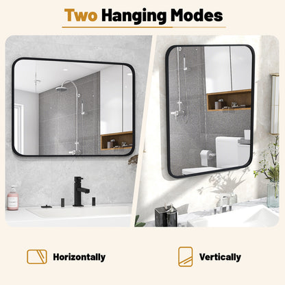 24 x 32 Inch Rectangle Mirror, Wall Mounted Minimalist, Black Wall Mirrors at Gallery Canada