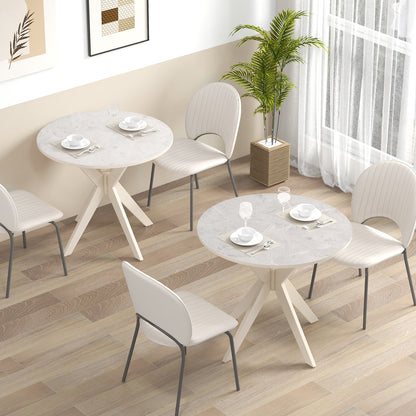 36-Inch Modern Kitchen Table, Faux Marble Top, Solid Wood Legs, White Dining Tables at Gallery Canada