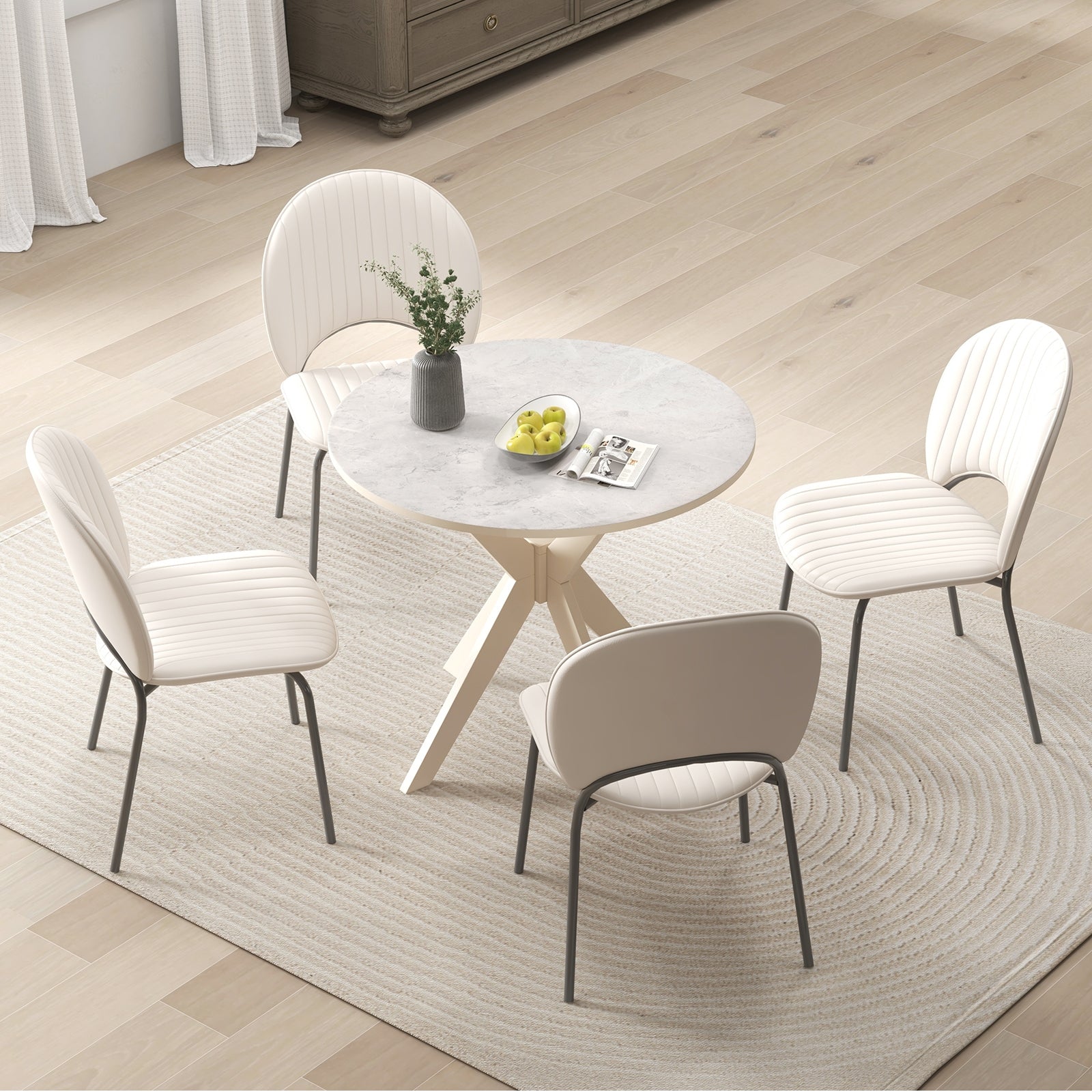 36-Inch Modern Kitchen Table, Faux Marble Top, Solid Wood Legs, White Dining Tables at Gallery Canada