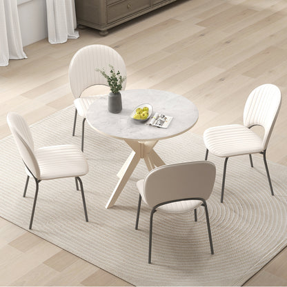 36-Inch Modern Kitchen Table, Faux Marble Top, Solid Wood Legs, White Dining Tables at Gallery Canada