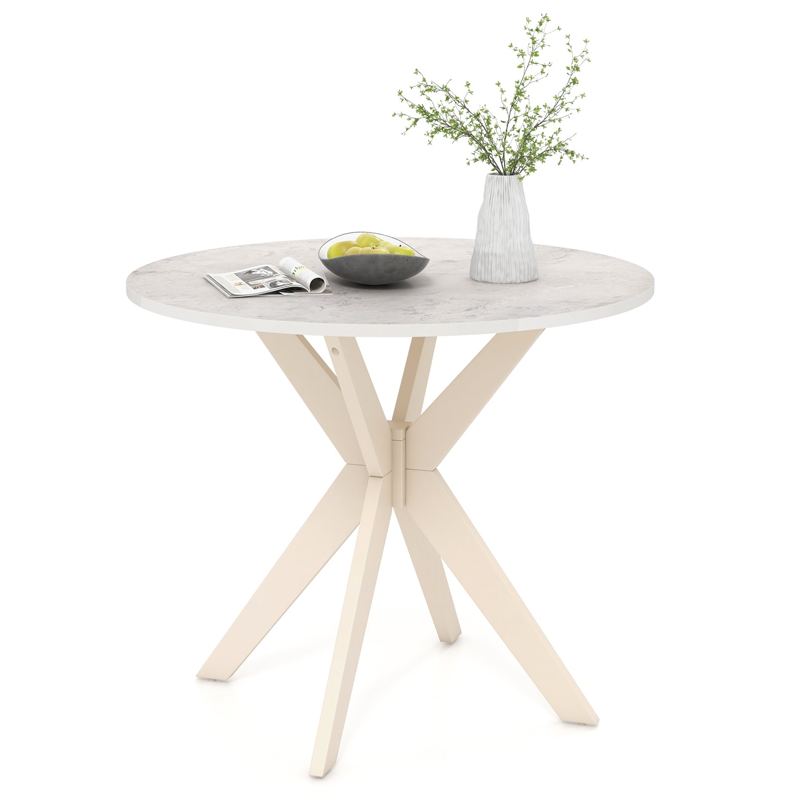 36-Inch Modern Kitchen Table, Faux Marble Top, Solid Wood Legs, White Dining Tables at Gallery Canada