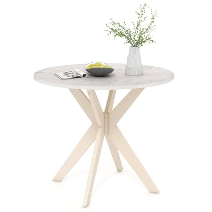 36-Inch Modern Kitchen Table, Faux Marble Top, Solid Wood Legs, White Dining Tables at Gallery Canada
